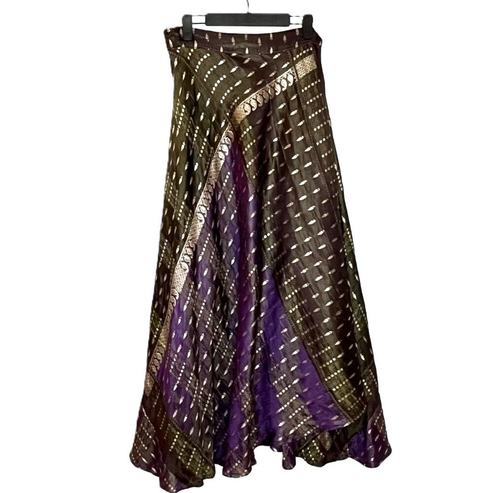 Jedzebel Women's Handmade 100% Silk Reversible Wrap Maxi Skirt, One Size